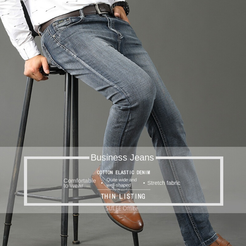 2024 Luxus Wthinlee márka Üzleti Férfi Farmer Alkalmi Egyenes Stretch Divatos Klasszikus Kék Fekete Munka Farmer Nadrág Ruházat