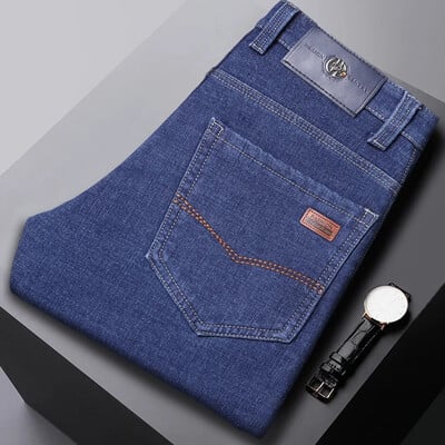 Pánske ležérne džínsy s krátkym rukávom, bavlnené, bežné, klasické, džínsové, plus veľkosť, strečové, slim fit nohavice z roku 2024