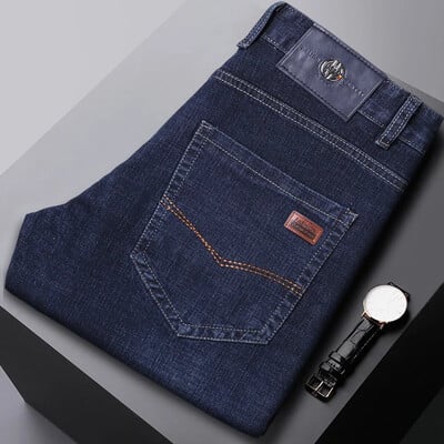 Pánske ležérne džínsy s krátkym rukávom, bavlnené, bežné, klasické, džínsové, plus veľkosť, strečové, slim fit nohavice z roku 2024