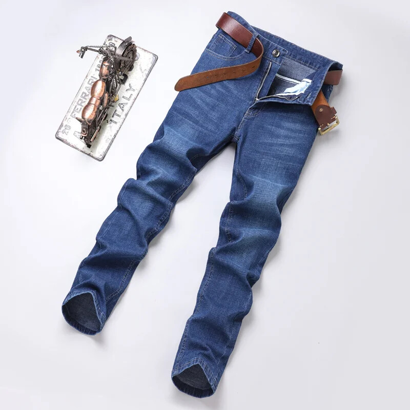Pánske ležérne džínsy s krátkym rukávom, bavlnené, bežné, klasické, džínsové, plus veľkosť, strečové, slim fit nohavice z roku 2024