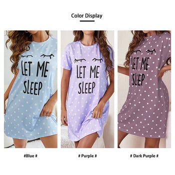 Γυναικεία Sleepwear Καλοκαιρινό πουά & γράμματα Νυχτικό Νυχτικό με κοντό μανίκι στρογγυλή λαιμόκοψη Φαρδιά νυχτικό Casual ρούχα για το σπίτι