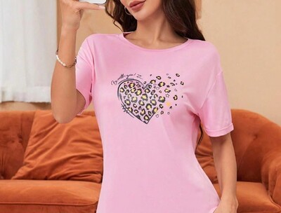 Nauji moteriški naktiniai marškiniai namų drabužiai, moteriški meilės raštai, trumpomis rankovėmis, patogūs laisvalaikiui namuose Seksualūs, tinkami nešioti laisvalaikio sijonui