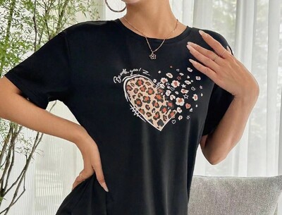 Nauji moteriški naktiniai marškiniai namų drabužiai, moteriški meilės raštai, trumpomis rankovėmis, patogūs laisvalaikiui namuose Seksualūs, tinkami nešioti laisvalaikio sijonui