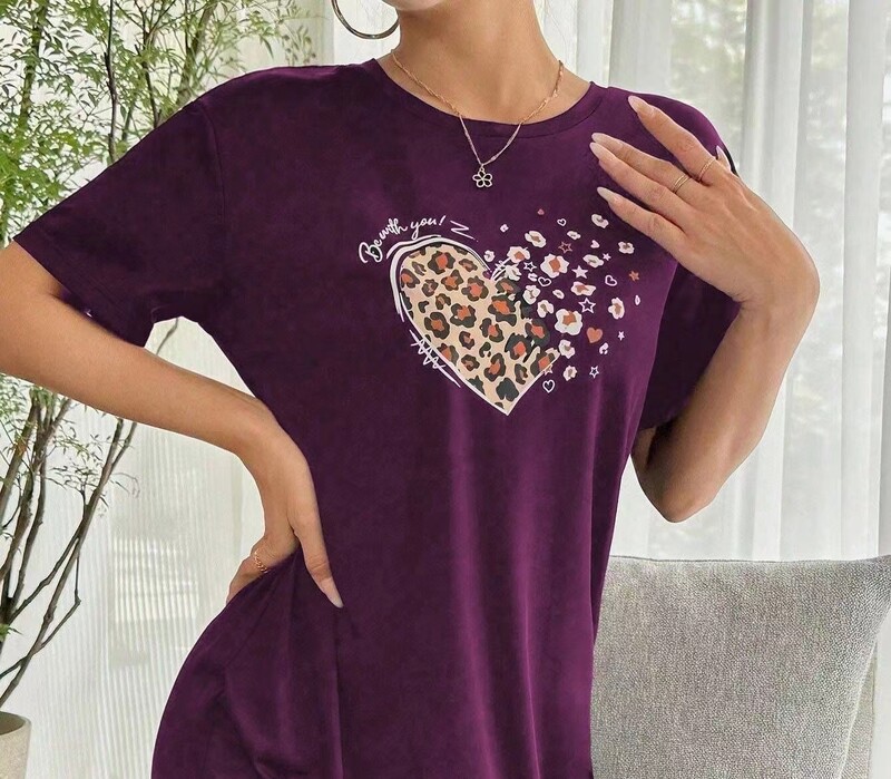 Nauji moteriški naktiniai marškiniai namų drabužiai, moteriški meilės raštai, trumpomis rankovėmis, patogūs laisvalaikiui namuose Seksualūs, tinkami nešioti laisvalaikio sijonui