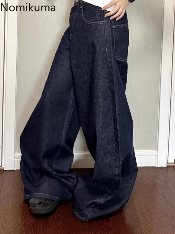 Dámske džínsy, streetwear, elegantné, Y2k, široké nohavice, nové, 2024, spodné diely, vysoký pás, rovné džínsové nohavice, ležérne kórejské pantalon Femme