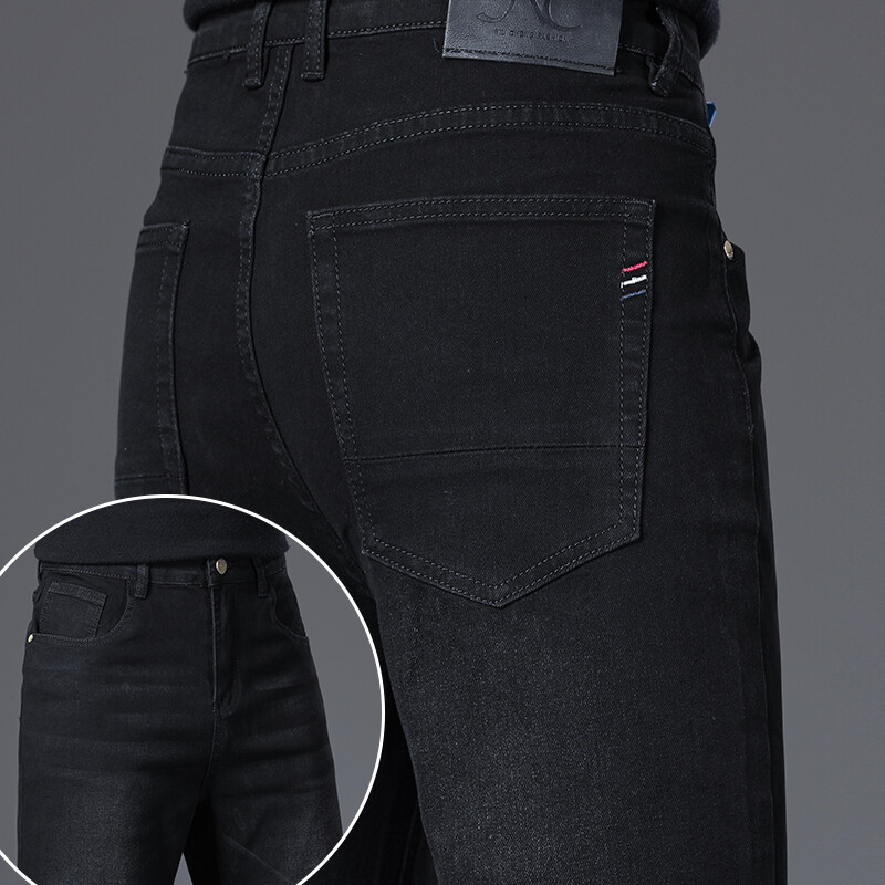 Férfi sztreccs farmer egyenes szárú derékközép nadrág divatos és egyszerű multifunkcionális és kopásálló üzleti alkalmi nadrág