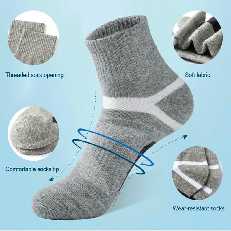 5 pari/lot Visokokvalitetne pamučne nove jesenske muške čarape za trčanje Zimske ležerne prozračne aktivne čarape Prugaste sportske čarape 38-45 EUR