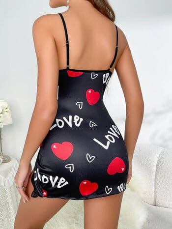 Sleepwear Γυναικείο νυχτικό Σέξι εσώρουχα Love printed halter εξώπλατο μίνι φόρεμα Casual πυτζάμες Sleepshirts Nighties