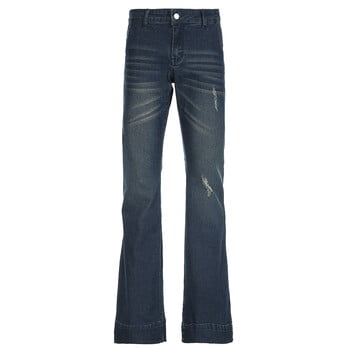 CIBBAR Blue Low Rise Flare Jeans Vintage 2000s Slim-fitting τζιν παντελόνι Κορεατικού στυλ Γυναικείο παντελόνι y2k Distressed Mom Jeans 90s