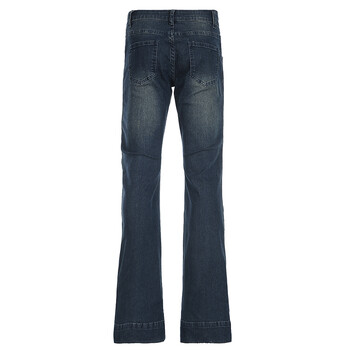 CIBBAR Blue Low Rise Flare Jeans Vintage 2000s Slim-fitting τζιν παντελόνι Κορεατικού στυλ Γυναικείο παντελόνι y2k Distressed Mom Jeans 90s