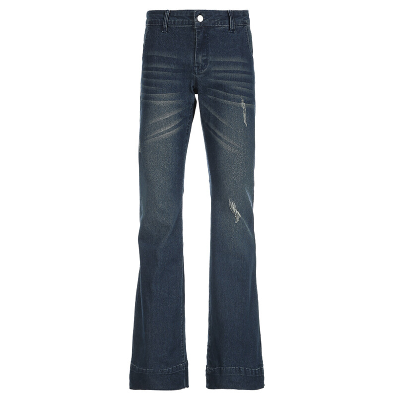 CIBBAR Blue Low Rise Flare Jeans Vintage 2000s Slim-fitting τζιν παντελόνι Κορεατικού στυλ Γυναικείο παντελόνι y2k Distressed Mom Jeans 90s