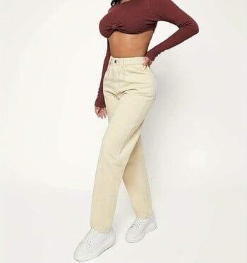 Apricot High Waist Mom Jeans, Patch Pockets High Rise Loose Fit Straight Jeans, Γυναικεία τζιν τζιν & ρούχα