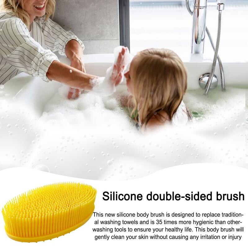 Silikoonist kehakoorija Pehmete harjastega Kahepoolne kehakoorija käeshoitav puhastav nahahari poisi tüdrukule dušivannihari