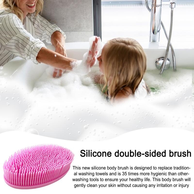 Silikoonist kehakoorija Pehmete harjastega Kahepoolne kehakoorija käeshoitav puhastav nahahari poisi tüdrukule dušivannihari