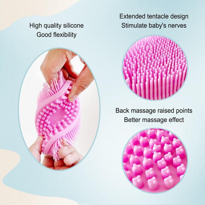 Silikoonist kehakoorija Pehmete harjastega Kahepoolne kehakoorija käeshoitav puhastav nahahari poisi tüdrukule dušivannihari