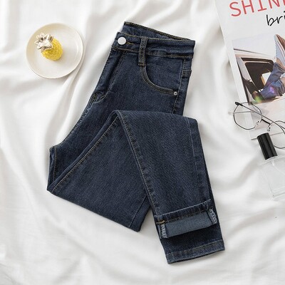 Női, magas derekú karcsúsító, sokoldalúan rugalmas farmer, ceruzával vékony, bokáig érő farmer nadrág télre