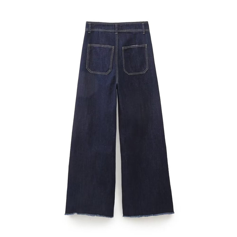 Fashion Patch Pocket Jeans Woman 2023 Νέο vintage ψηλόμεσο φερμουάρ Γυναικείο κομψό φαρδύ τζιν Κομψό τζιν παντελόνι από ακατέργαστη άκρη