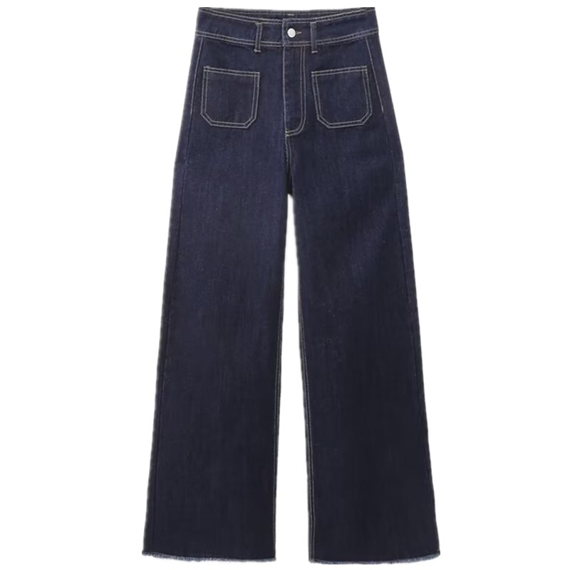 Fashion Patch Pocket Jeans Woman 2023 Νέο vintage ψηλόμεσο φερμουάρ Γυναικείο κομψό φαρδύ τζιν Κομψό τζιν παντελόνι από ακατέργαστη άκρη