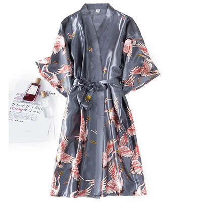 Seturi de rochii de rochie kimono din mătase artificială burgundy pentru femei, cămașă de noapte și halat de baie, cu imprimeu sexy, cămașă de noapte, pijamă de vară
