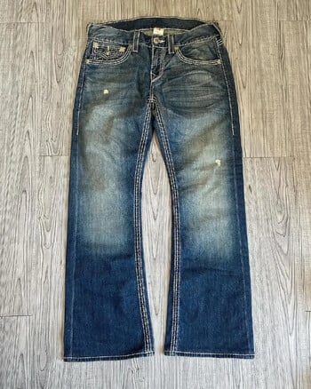 True Religion Denim Micro-flare Παντελόνι 90s Retro Street Jeans για άνδρες και γυναίκες Harajuku Ψηλόμεσο ίσιο φαρδύ τζιν Y2k