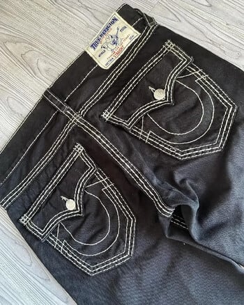 True Religion Denim Micro-flare Παντελόνι 90s Retro Street Jeans για άνδρες και γυναίκες Harajuku Ψηλόμεσο ίσιο φαρδύ τζιν Y2k