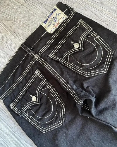 True Religion farmer, mikro-lángoló nadrág 90-es évek retro utcai farmernadrágja férfiaknak és nőknek Harajuku magas derekú, egyenes, széles szárú Y2k farmernadrág