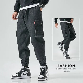 Ανδρικά Joggers Cargo τζιν παντελόνια φαρδύ Χαρέμ Ιαπωνικά Streetwear Styke Ανδρικά τζιν παντελόνια Harajuku Casual Hip Hop Ανδρικά