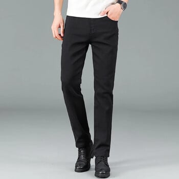 Ανδρικό Pure Black Slim Jeans ελαστικό ίσιο παντελόνι Business Fashion Leisure Κορεάτικο Vintage Skinny Small Feet Ανδρικό τζιν παντελόνι