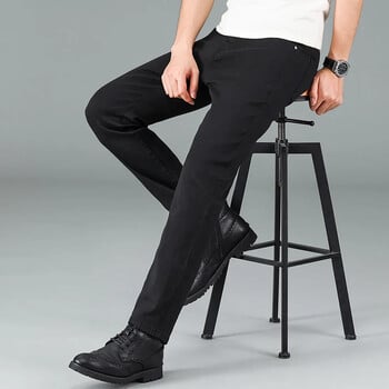 Ανδρικό Pure Black Slim Jeans ελαστικό ίσιο παντελόνι Business Fashion Leisure Κορεάτικο Vintage Skinny Small Feet Ανδρικό τζιν παντελόνι