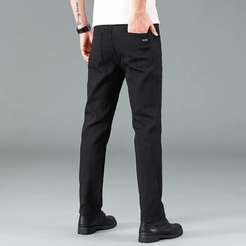 Ανδρικό Pure Black Slim Jeans ελαστικό ίσιο παντελόνι Business Fashion Leisure Κορεάτικο Vintage Skinny Small Feet Ανδρικό τζιν παντελόνι