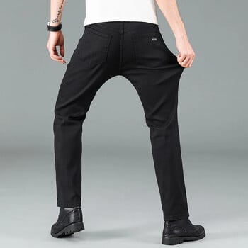 Ανδρικό Pure Black Slim Jeans ελαστικό ίσιο παντελόνι Business Fashion Leisure Κορεάτικο Vintage Skinny Small Feet Ανδρικό τζιν παντελόνι