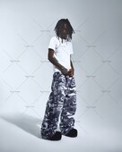 High Street Trendy Streetwear Pantaloni Gotic Punk Hip Hop Blugi spălați în dungi Bărbați Harajuku Retro Casual Salopete de camuflaj