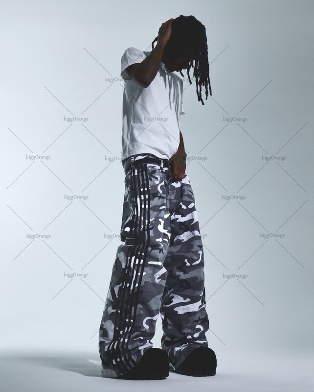 High Street Trendy Streetwear Pantaloni Gotic Punk Hip Hop Blugi spălați în dungi Bărbați Harajuku Retro Casual Salopete de camuflaj