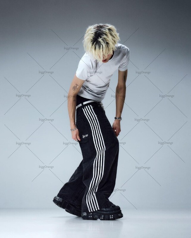 High Street Trendy Streetwear Pantaloni Gotic Punk Hip Hop Blugi spălați în dungi Bărbați Harajuku Retro Casual Salopete de camuflaj