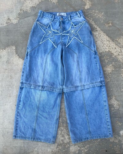 2024 m. madingos „Streetwear“ kelnės, amerikietiškos retro spalvos, siuvinėtos, išskalbtos „skalbti“ suspausti džinsai, vyriškos gotikos „punk“ plačios tiesios kelnės