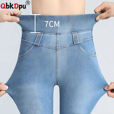 Blugi creion elastici cu talie super înaltă Femei Dimensiune mare 26-38 Casual Skinny Vaqueros Wash Slim Denim Pantaloni Spring Cowboy Spodnie