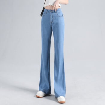 Lyocell Flared Jeans Γυναικείο Ψηλόμεσο Στρέτσ Τζιν Γυναικείο στενό παντελόνι Κορεατικό Street Style Casual Παντελόνι Plus μήκος