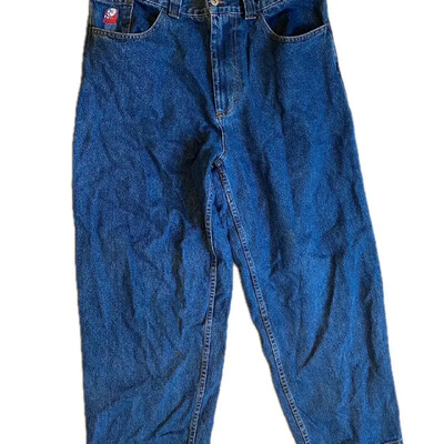 Y2k piros tehernadrág farmer nagy buddha piros-fehér varrás utcai alkalmi laza harajuku hip hop egyenes farmer női ruházat