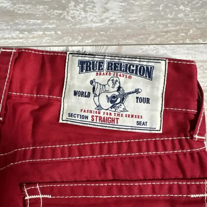 Y2k piros tehernadrág farmer nagy buddha piros-fehér varrás utcai alkalmi laza harajuku hip hop egyenes farmer női ruházat