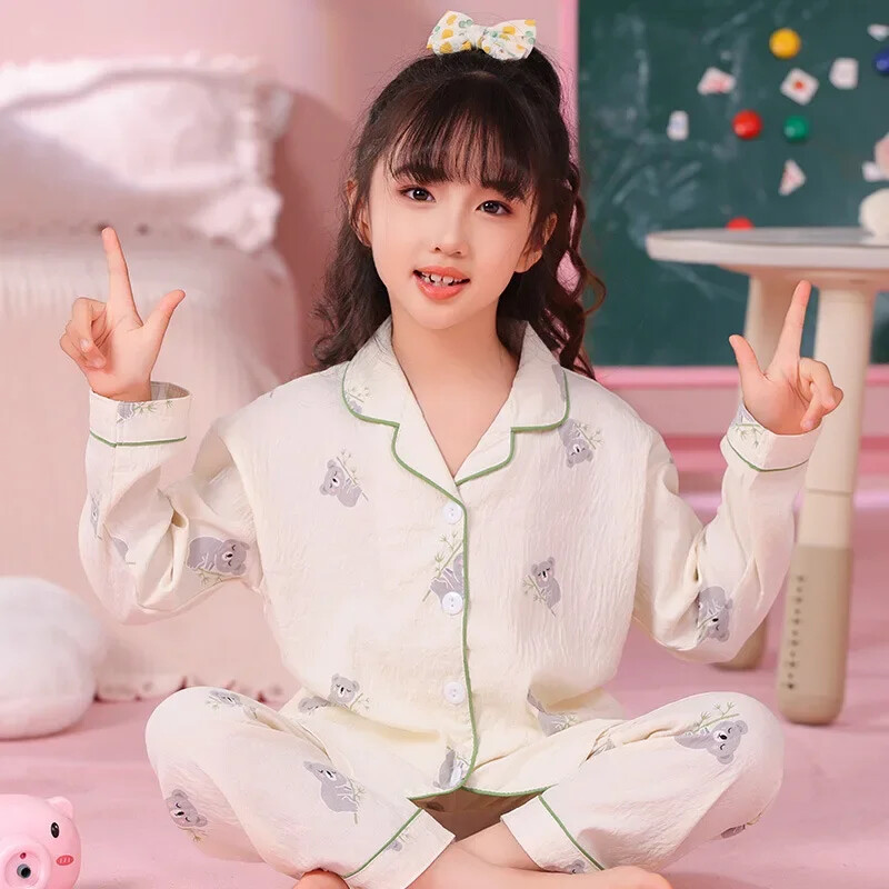 2024 Σετ παιδικές πιτζάμες για κορίτσια Φθινοπωρινές πιτζάμες Γλυκιές χαριτωμένα μακρυμάνικα πυζά φοιτητικά σαλόνια μόδας δώρο οικιακής ένδυσης