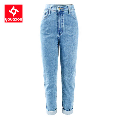 1886 Youaxon Cotton Vintage magas derekú Mom Baggy Jeans Női kék farmer nadrág Boyfriend Jean Femme farmer lányoknak