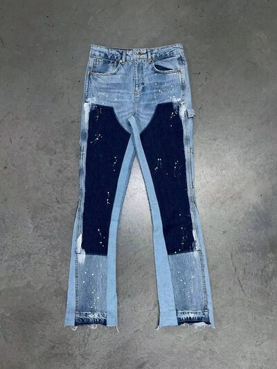 Punk High Street nyers szélű mikrotrombita vékony farmer Férfi Y2k Pants 2024 új motoros rock stílusú, alacsony magasságú, sztreccs padlóig érő nadrág
