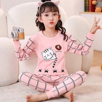 New Teens Baby Girl Pijamas Καλοκαιρινά μακρυμάνικα Παιδικά Ρούχα Πυτζάμες Βαμβακερά Σετ Πιτζάμες για Παιδιά 4 6 8 10 12 14 ετών