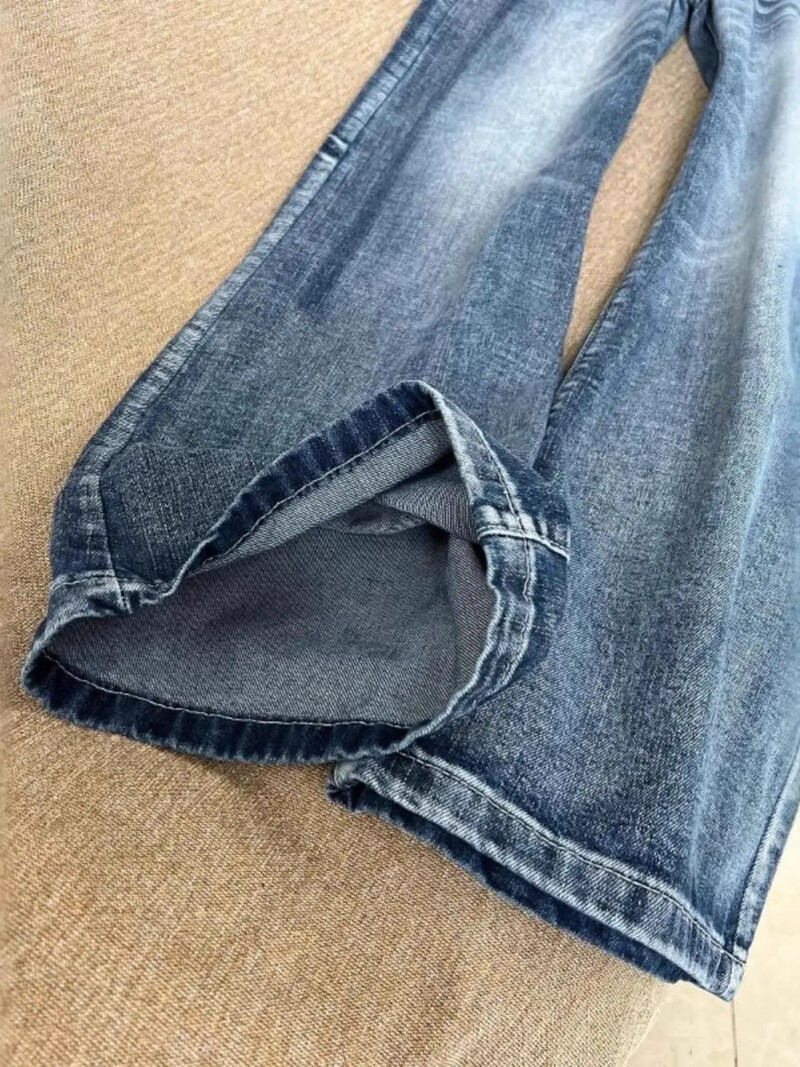 Amerikai retro egyszerű kék mosott bő farmer Női Y2K utcai viselet Harajuku laza alkalmi divat Utcai dögös lány széles lábú farmernadrág