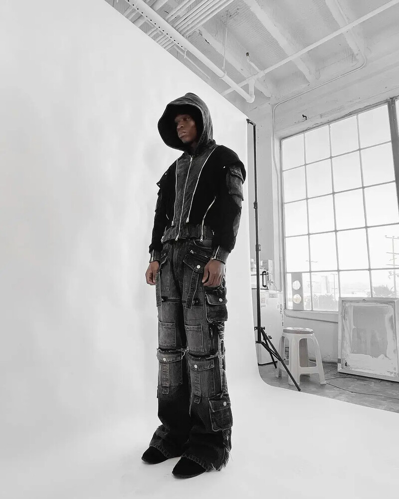 Americký ťažký priemysel, Y2K, viacvreckové prané čierne džínsy, retro gotický streetwear, hip hop, voľné ležérne nohavice so širokými nohavicami