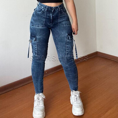 Vintage Streetwear Skinny Jeans Női Retro Y2K magas derekú farmerek Alkalmi mosás tehernadrág Női őszi téli legging farmer nadrág