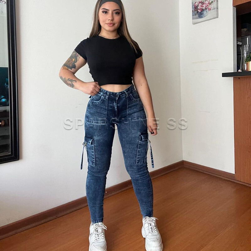 Dámske vintage streetwear úzke džínsy s vysokým pásom, retro štýl, džínsy s vysokým pásom, ležérne prané cargo nohavice, dámske jesenné a zimné legíny, džínsové nohavice