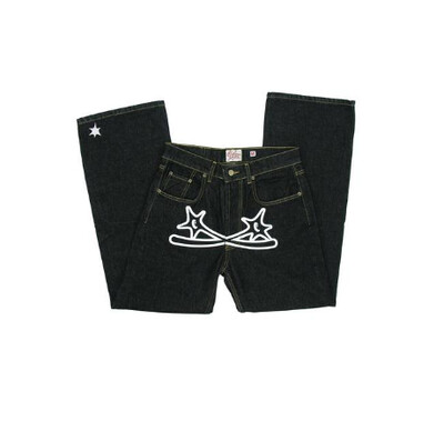 Pánske retro oblečenie Y2k v štýle Harajuku z roku 2023, nové vrecovité ležérne džínsy so širokými nohavicami, hip hop potlačou, trendy, čierne džínsy s vysokým pásom