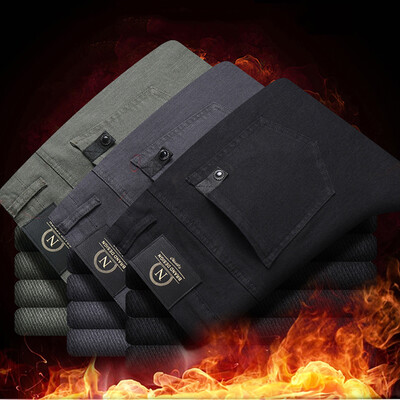 Winter New Business Fashion Casual Elastic Comfort Βελούδινο παντελόνι Fleece Casual Ανδρικό ίσιο λεπτό λεπτό χοντρό ζεστό ανδρικό