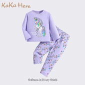 Lányos pizsama őszi hosszú nadrág hosszú ujjú lányok 2 DB ruhakészlet pamut szövet Unikornis mintás lány ruhakészlet